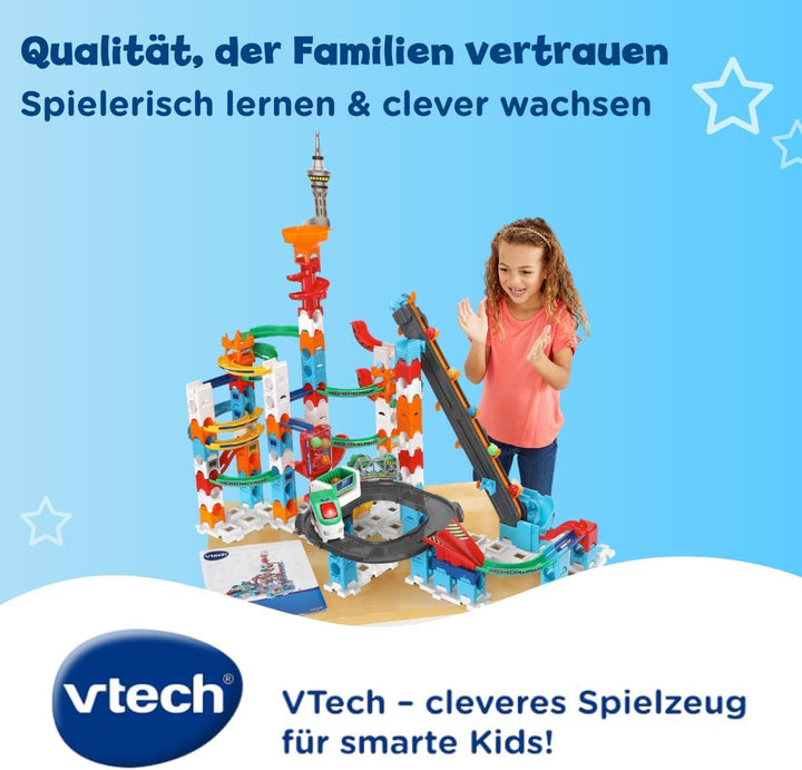VTech Marble Rush – Super Sky Tower Set XL300 E – Interaktives Kugelbahn-Set – Für Kinder von 4-12 J