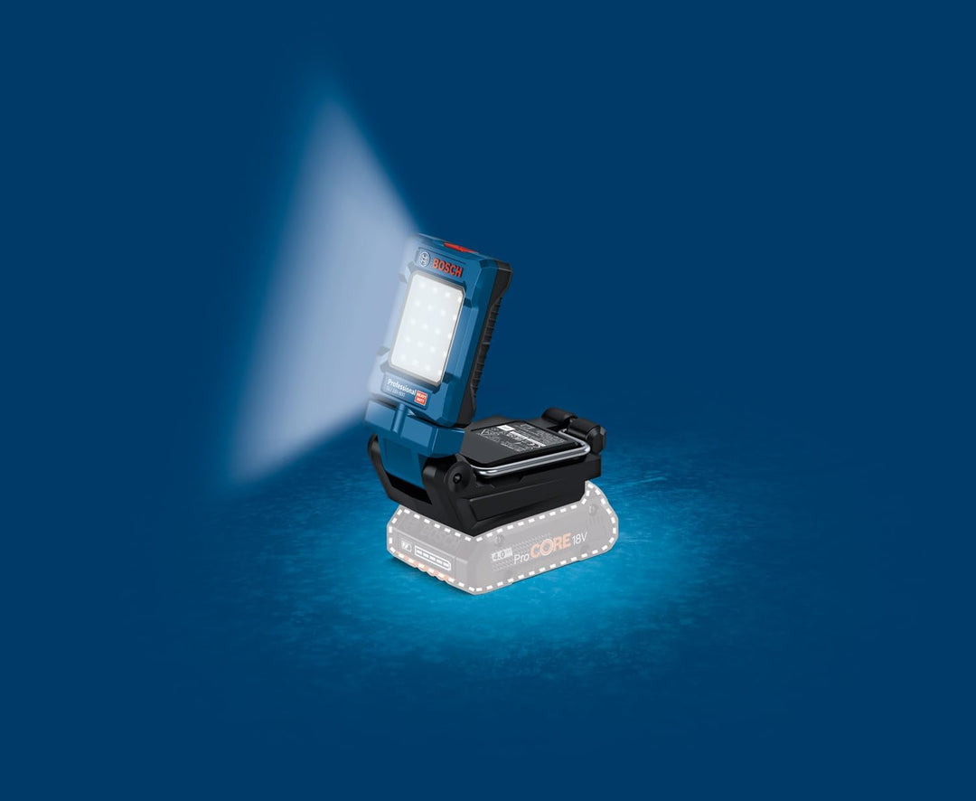 Bosch Professional 18V System Akku-Leuchte GLI 18V-800 (mit 800 Lumen, 20 LEDs, Leuchtenkopf um 360°