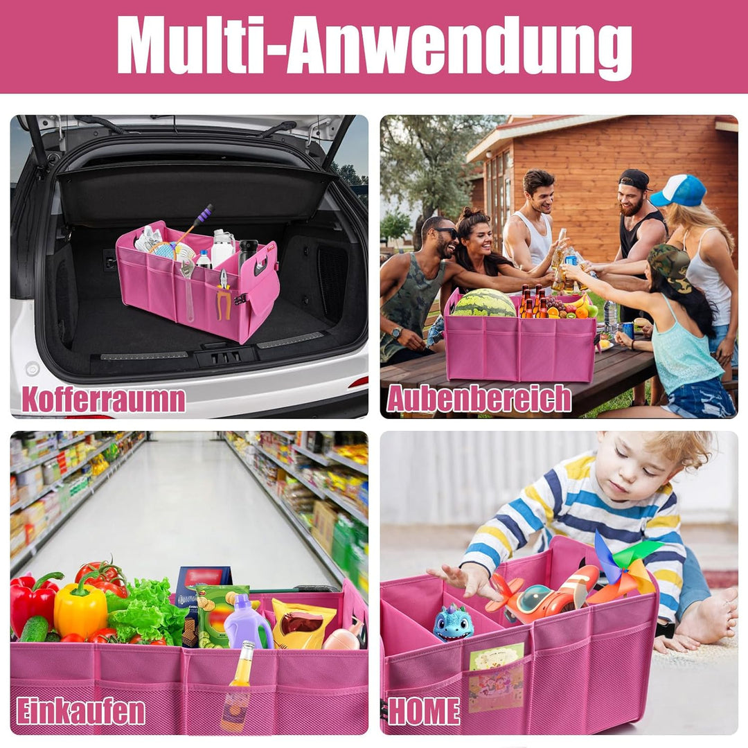 Auto Kofferraum Organizer 55L Faltbare Kofferraumtasche mit Mehrere Fächer & rutschfeste Unterseite,
