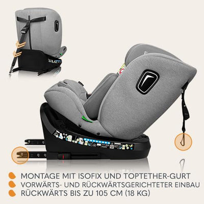 LIONELO BRAVE i-Size 360° drehbarer Autositz für Kinder von 40-150 cm, Einbau vorwärts- und rückwärt