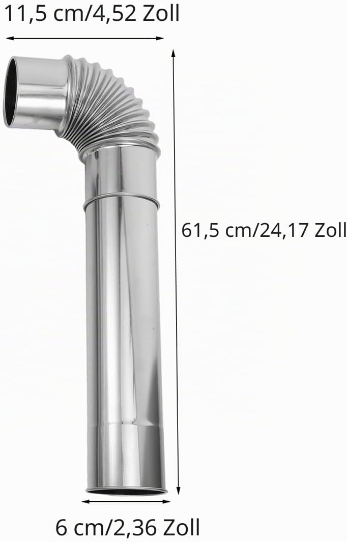 WOONEKY 3pcs Ofenrohr Satz 60cm mit 90° Bogen Auspuffbogen Winkel Rohr Kaminrohr Edelstahlrohr FüR Z