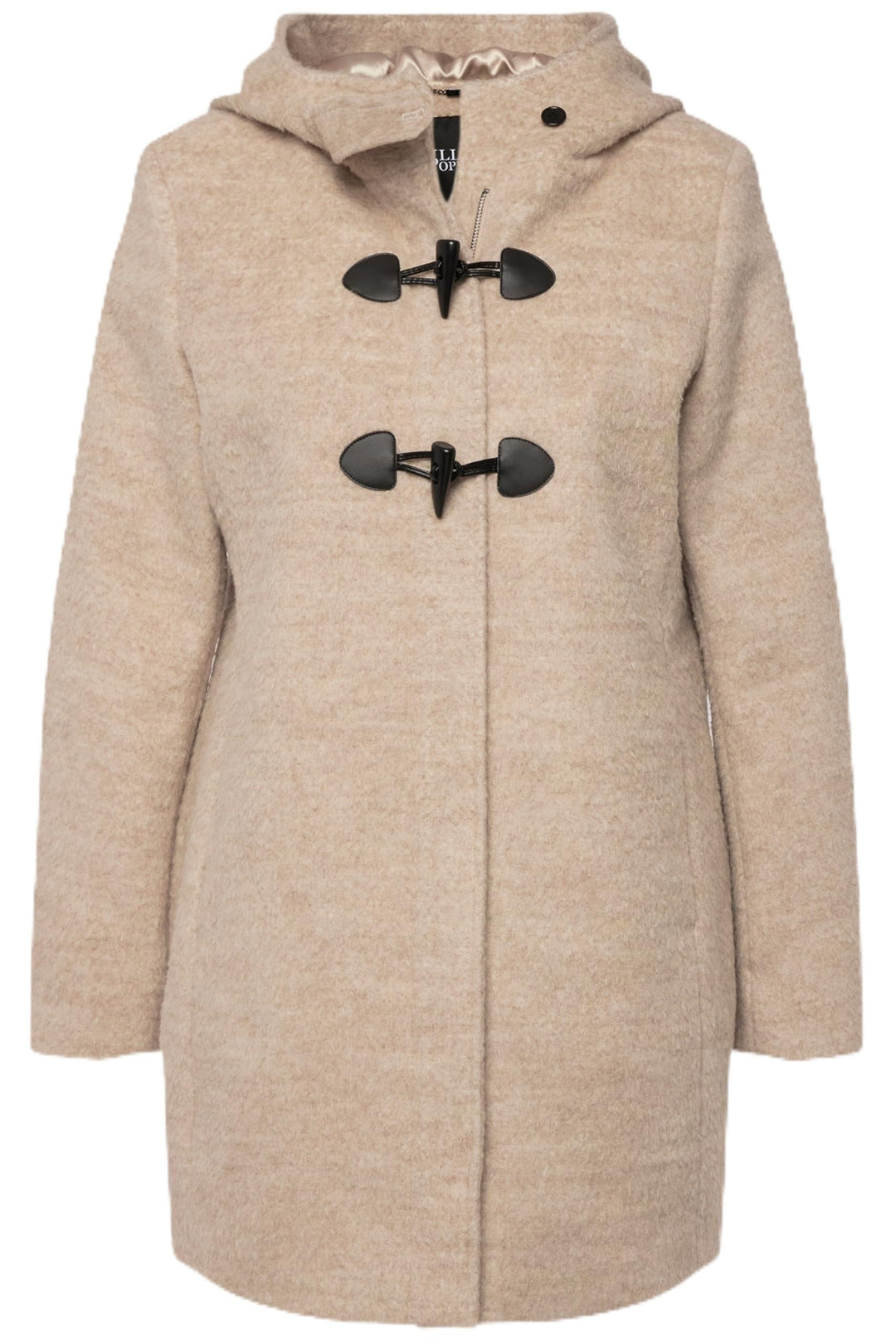 Ulla Popken Damen grosse Grössen Übergrössen Plus Size Dufflecoat, A-Line, Wollmix, Kapuze, Knebelkn