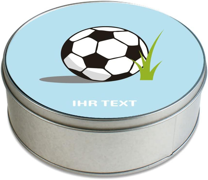 STEMPEL-FABRIK Geschenkdose Rund mit Aufdruck - Motiv Fussball - Personalisiertes Geschenk - Keksdos