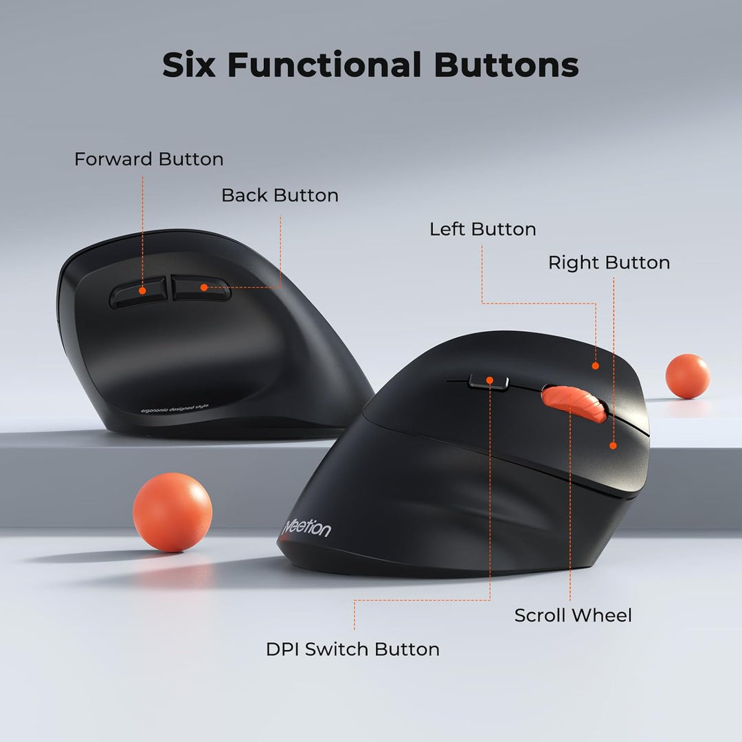 MEETION Neue ergonomische kabellose Maus, vertikale Bluetooth-Maus mit 3 Multi-Geräte-Kopplungen für