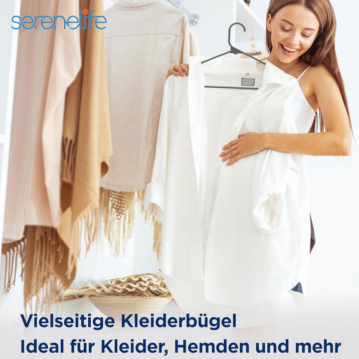 SereneLife Kleiderbügel Plastik, 150 Stück für Kleideraufbewahrung & Organisation, Platzsparende Kle
