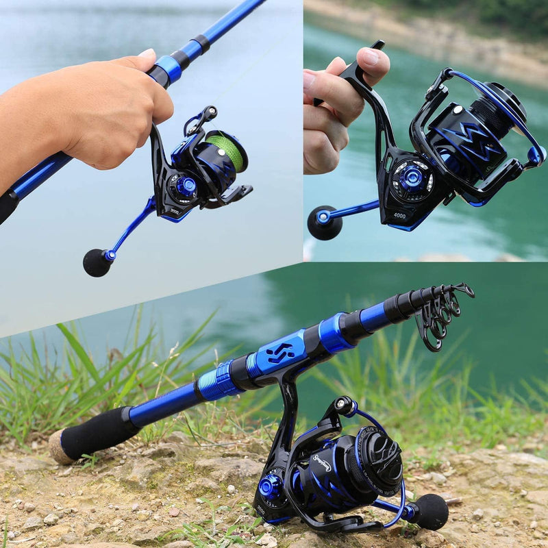 Sougayilang Angelrute Reel Combos, 24Ton Kohlefaser, tragbare teleskopische Angelstange für Reisen m