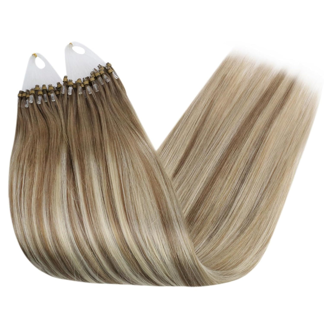 Ugeat Microring Extensions Echthaar 45cm Ombre Hellblond Natürlich Micro Loop Extensions Echthaar Mi