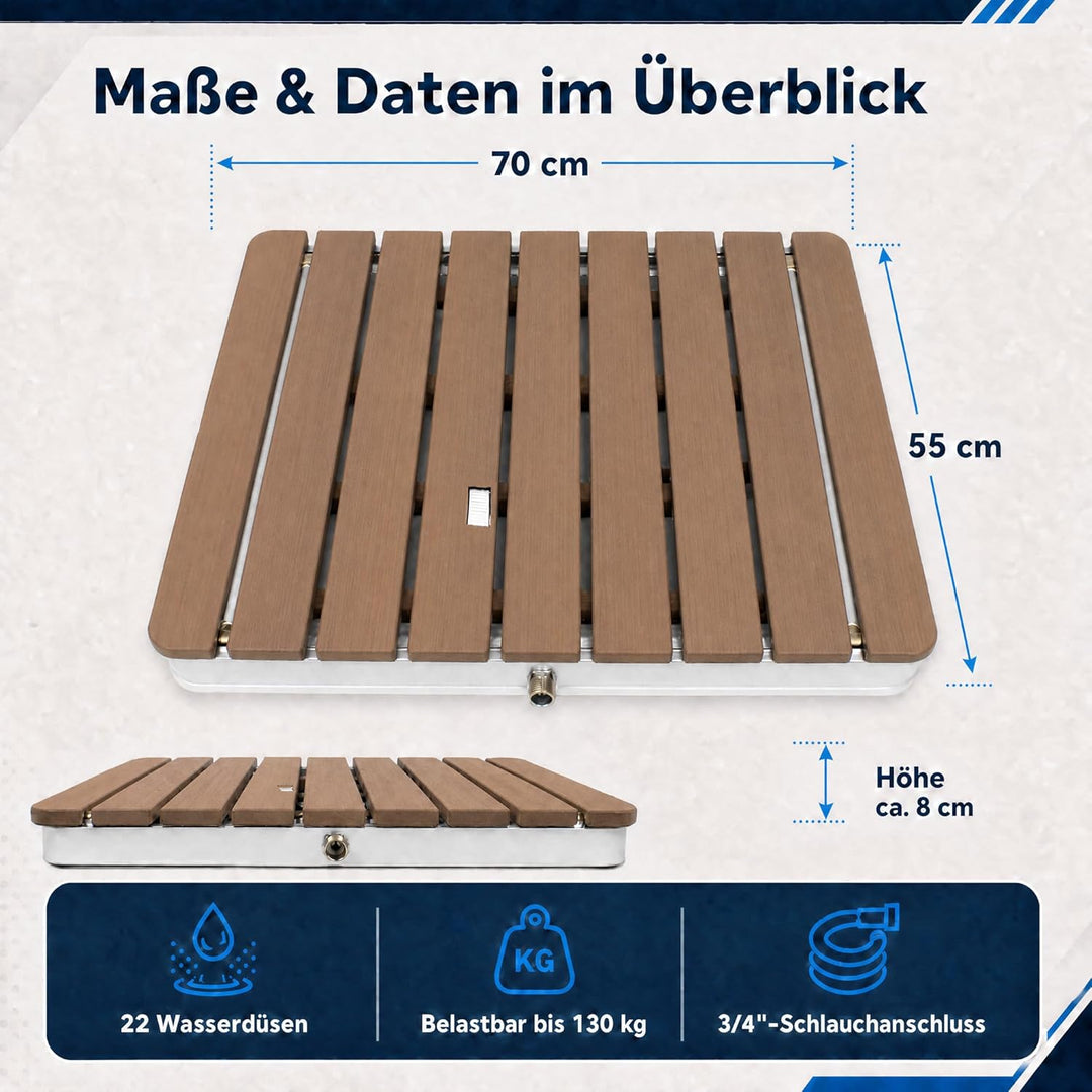 @tec Gartendusche Aussendusche aus WPC, im Holz Look, Mobile Bodendusche Campingdusche, Sauna- & Poo