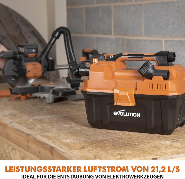 Evolution Power Tools R11VAC-Li Kabelloser Nass- und Trockensauger und Staubabsauger mit leistungsst