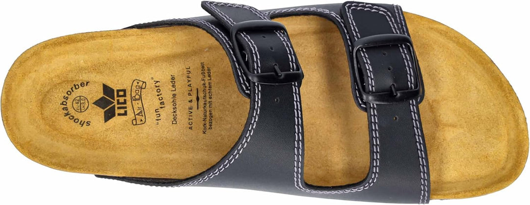 Lico Herren Bioline Man Pantoletten 36 EU Dunkelschwarz, 36 EU Dunkelschwarz