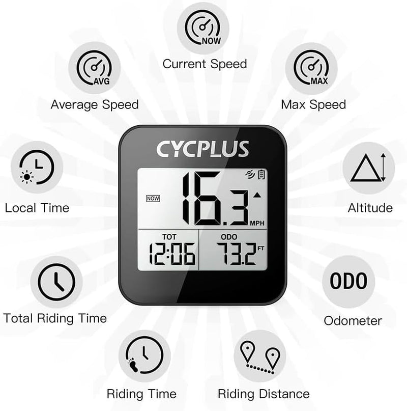 CYCPLUS GPS Fahrradcomputer Drahtlose Fahrradtacho Radcomputer IPX6 Wasserdichter Kilometerzähler GP