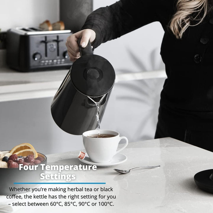 Swan Alexa Elektrisch Wasserkocher WIFI Smart Kettle 1,5L, Kabellos, LED-Touchscreen, Warmhaltefunkt