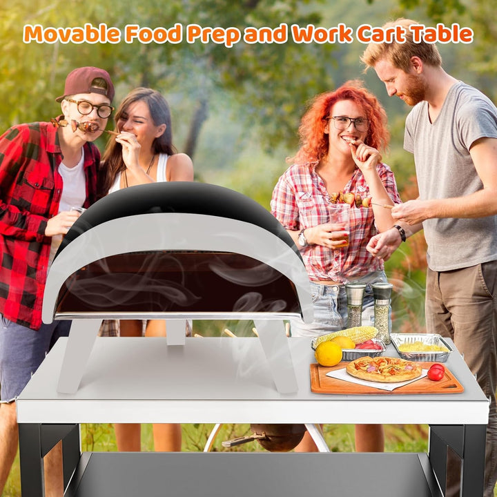 GFTIME Pizzaofen-Tischwagen für Ninja Woodfire, Blackstone Griddle, Weber Q, grosser rollender Küche