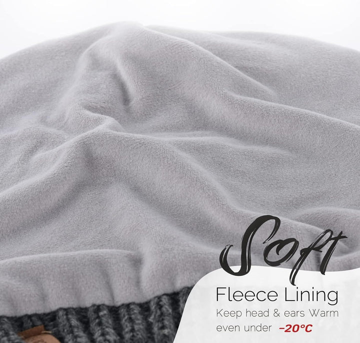 FURTALK Damen Beanie Mütze Warme Wintermütze mit Weichem Innenfutter Gefütterte Strickmütze Einheits
