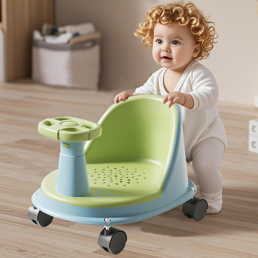 Baby Bade Sitz, Rutschfester Badewannensitz Für Babys, Mit Lenkrad Und Rädern, Baby Badesitz Ab 6 Mo