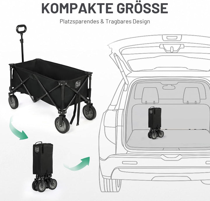 TIMBER RIDGE XXL Bollerwagen Faltbar Transportwagen mit Seitentasche Getränkehalter verstellbarem Gr