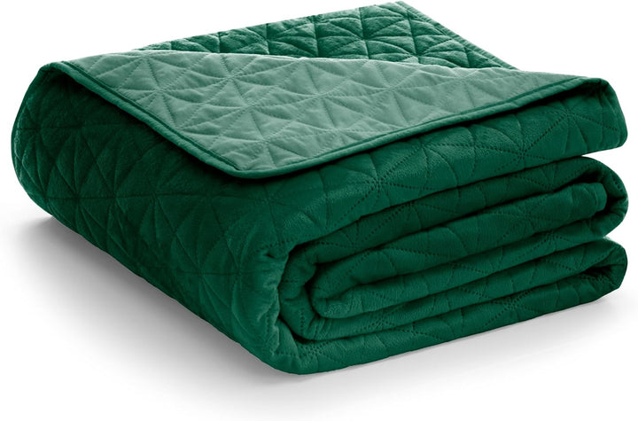 AmeliaHome Tagesdecke 170x270 cm grün zweiseitig Steppung Velvet Samt Laila Laila Grün 170x270 cm, L