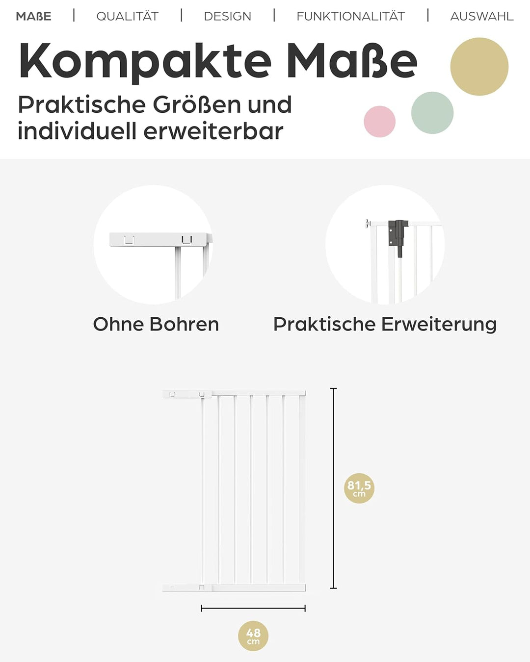 Geuther Verlängerung Türschutzgitter Easylock Plus I Weiss, 48 cm Metall I stabile Erweiterung für T