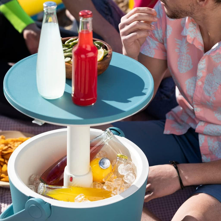 Keter Go Bar, Oceanblue, Tragbare Kühlbox/Bistrotisch - 2 in 1 - kombiniert Kühlbox & Ablagetisch -
