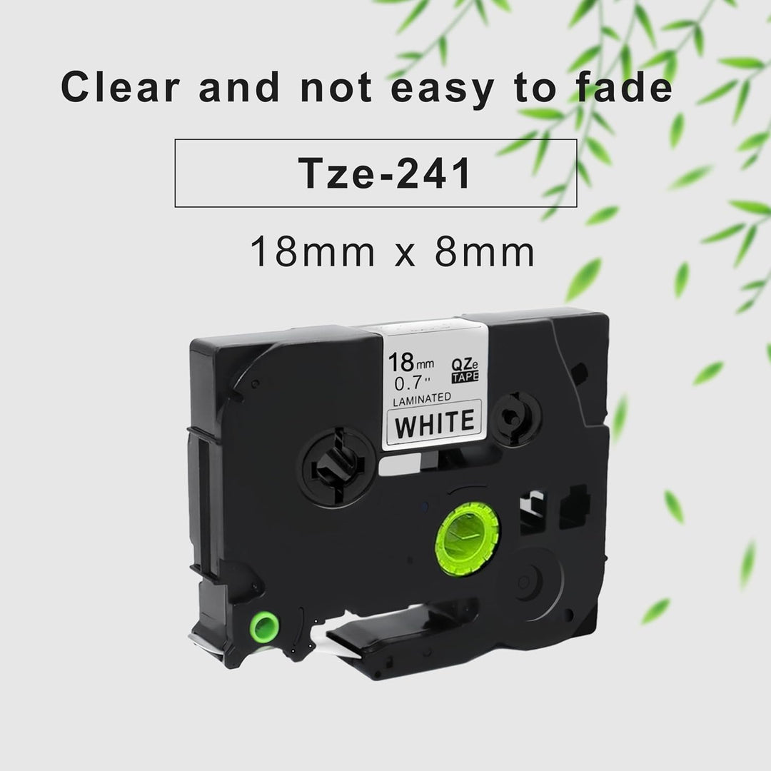 Molabel 10pack TZe-241 Black on white compatible with Brother equipment tape for Brother PT-D400, PT