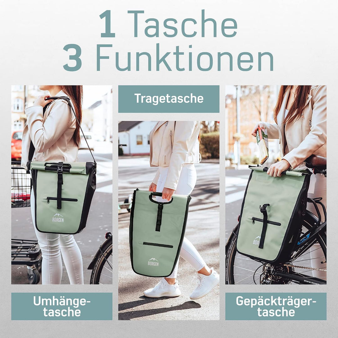 Borgen Fahrrad Einkaufstasche für Gepäckträger mit herausnehmbaren Kühleinsatz - Verwendbar als Gepä