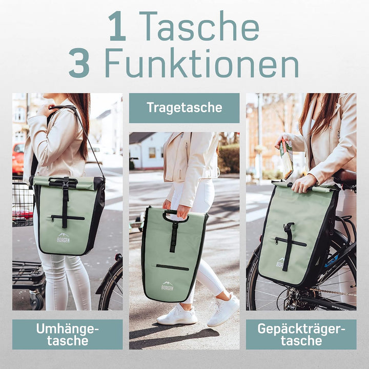 Borgen Fahrrad Einkaufstasche für Gepäckträger mit herausnehmbaren Kühleinsatz - Verwendbar als Gepä