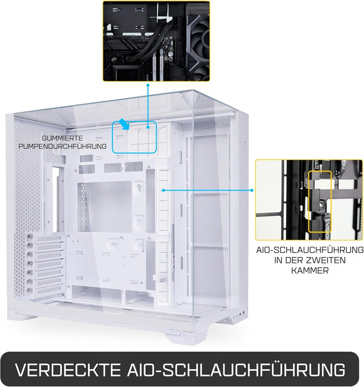Lian Li O11 Vision Compact Gaming PC Gehäuse ATX Weiss - Midi Tower PC Gehäuse mit Tempered Glass, G