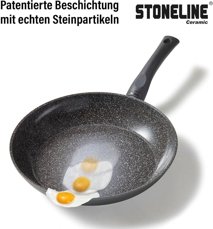 Stoneline Ceramic Pfannenset 3 teilig, 20/24/28 cm Pfanne, Keramik, Antihaft beschichtete Pfanne mit