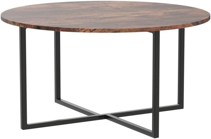 HOJINLINERO Couchtisch Rund,Beistelltisch,Sofatisch,Kaffeetisch,Metall Untergestell und Einer Tischp