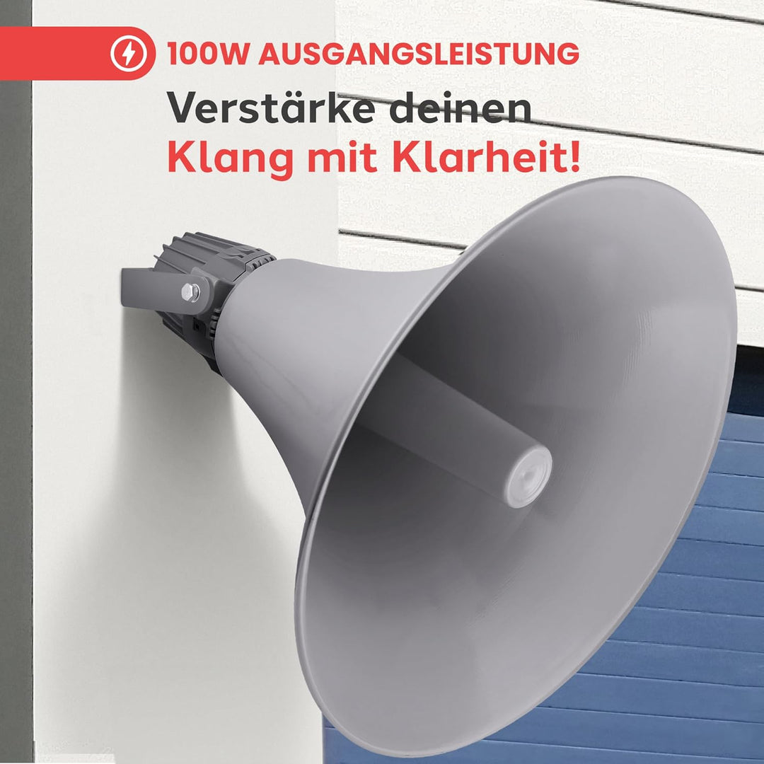 Pyle PA-Hornlautsprecher Innen/Aussen – Kompakter 50 cm Lautsprecher, 100 W, 400 Hz–5 kHz, 16 Ω, 100