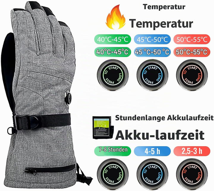AROMA SEASON Beheizbare Handschuhe Modell Snow, Grau S/M