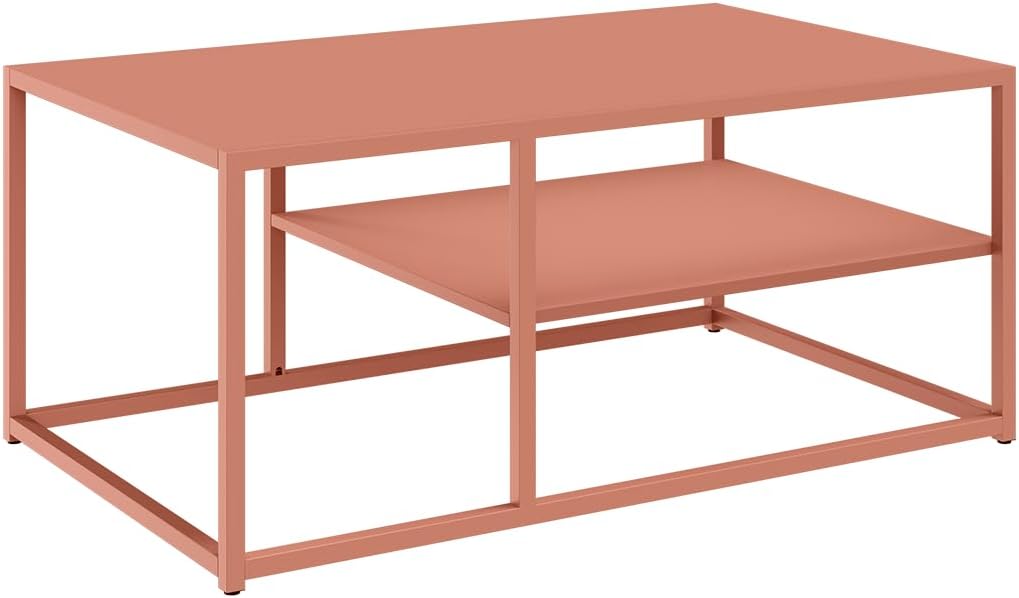 skølm Skadi Couchtisch aus Metall – Wohnzimmertisch mit 2 Ablagen – Beistelltisch in Terrakotta – So