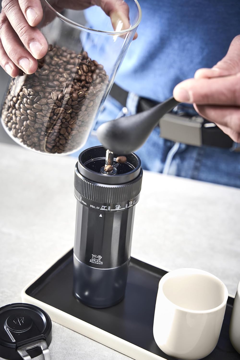 PEUGEOT - Manuelle Kaffeemühle Presto - 6 u'Select Mahlgradeinstellungen - Stahlmechanismus - Elegan