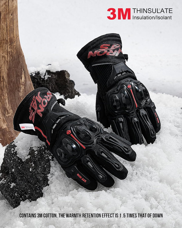 IRON JIA'S Winter Motorradhandschuhe Herren CEZertifizierung Wasserdichter und Warmer 3M Baumwolle S