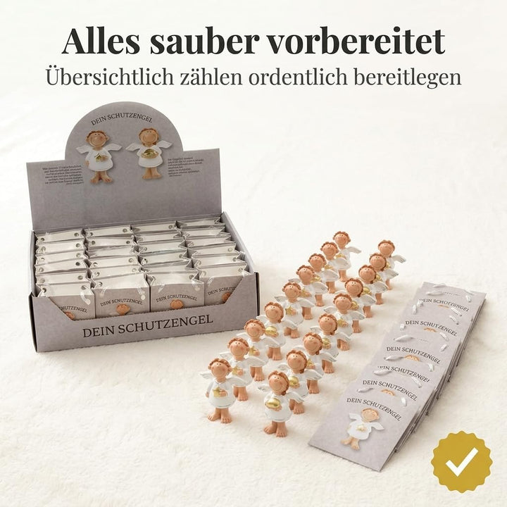 MIJOMA 24 Stück Set Schutzengel in Tüte 2-Fach Sortiert, im 24er Display, Gastgeschenk Glücksbringer