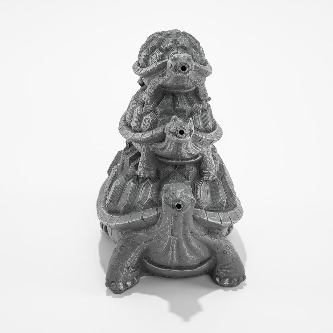 Esotec Solar Wasserspeierset Schildkröten Trio, Stein-grau, inklusive Solar-Pumpensystem, Solarmodul