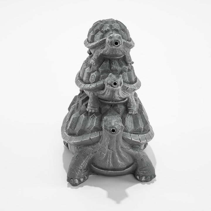 Esotec Solar Wasserspeierset Schildkröten Trio, Stein-grau, inklusive Solar-Pumpensystem, Solarmodul