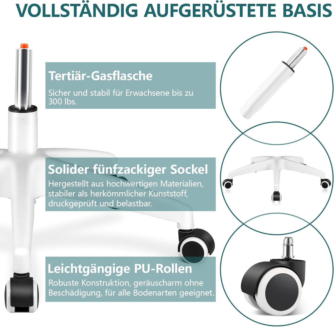 FelixKing Bürostuhl Ergonomischer schreibtischstuhl, bürostühle mit Verstellbarer Kopfstütze, Armleh