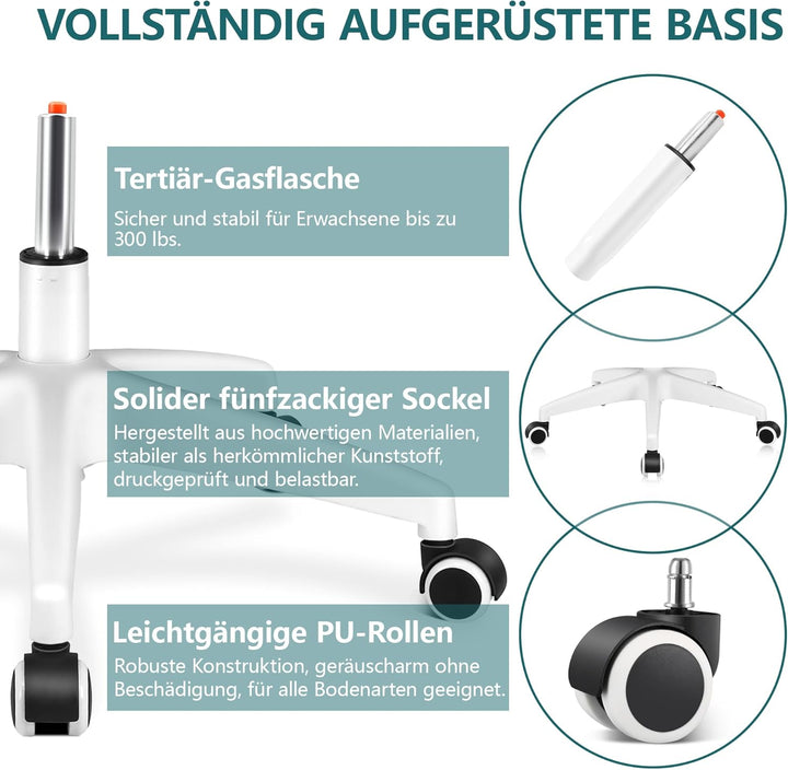 FelixKing Bürostuhl Ergonomischer schreibtischstuhl, bürostühle mit Verstellbarer Kopfstütze, Armleh