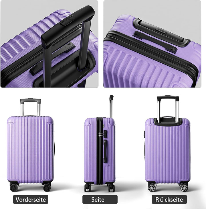 Koffer Trolley Mittelgross 66x45x27cm, Hartschalen Reisekoffer mit 4 Rollen & Zahlenschloss, leicht