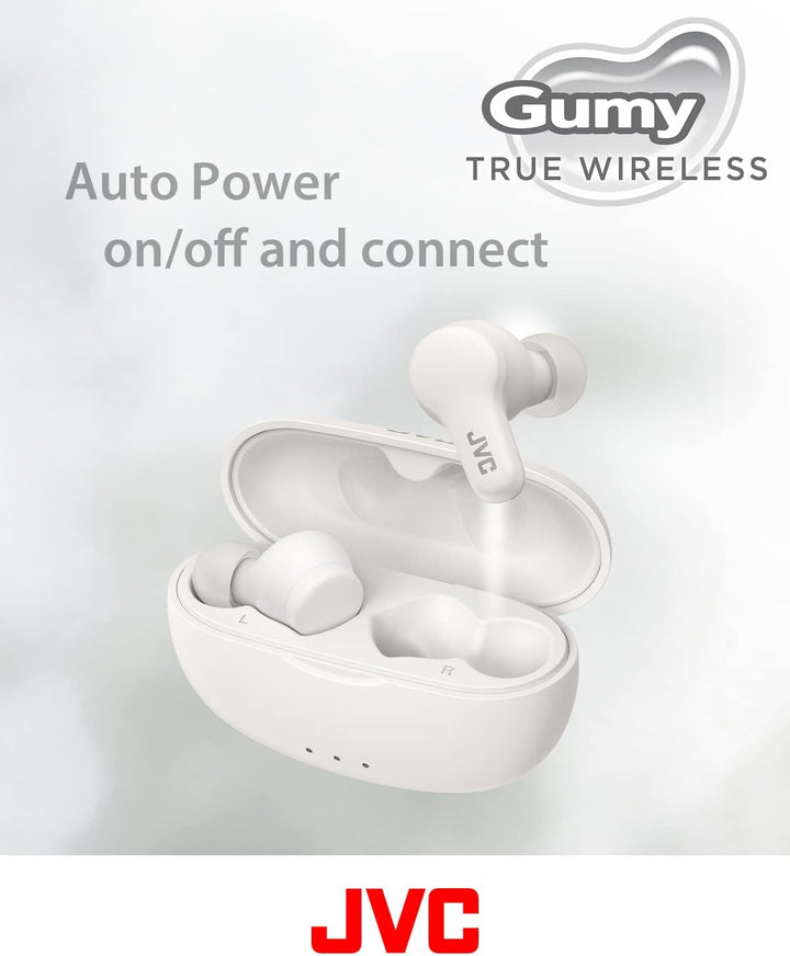 JVC HA-Z77T-W Gumy True Wireless Kopfhörer mit weichen Elastomer Ohrstöpseln, 3 Sound-Modi, Bluetoot