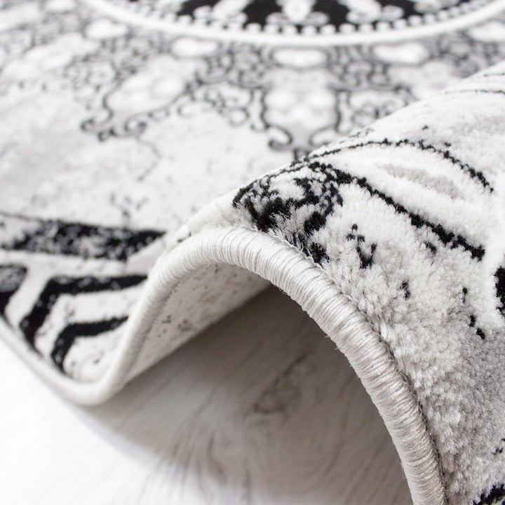 VIMODA Teppich kurzflor Klassisch Orient Design Vintage Mandala Dunkelbraun Grau Anthrazit, für Wohn