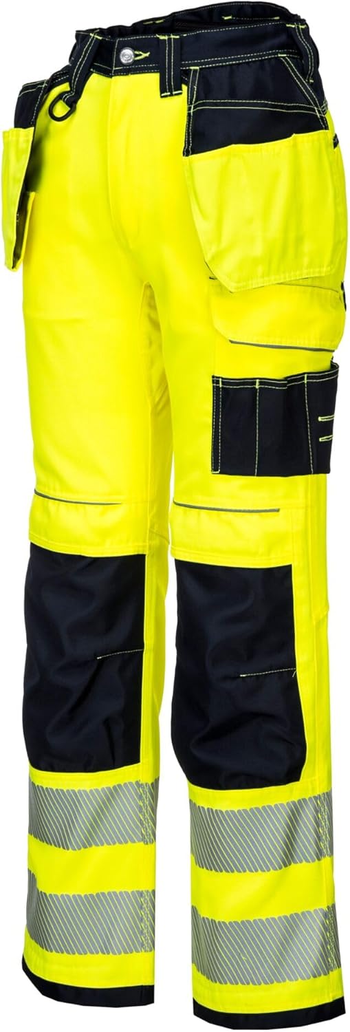 Portwest T501 Verstärkte PW3 Hi Vis Werkzeughalter Arbeitshose Gelb/Schwarz 28, Gelb/Schwarz 28
