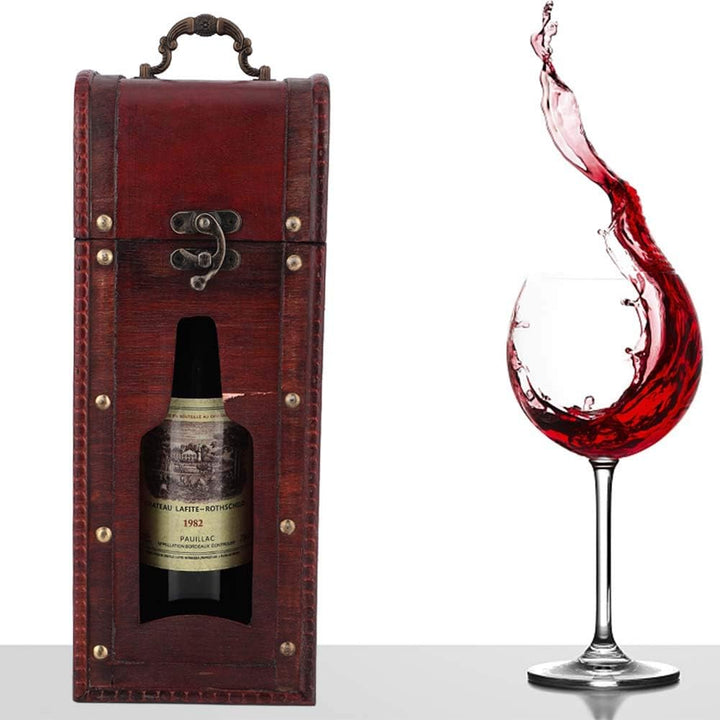 Weinflaschen-Geschenkbox aus Holz, Wein-Geschenkbox mit Griff, Dekorative Vintage-Geschenkbox für We