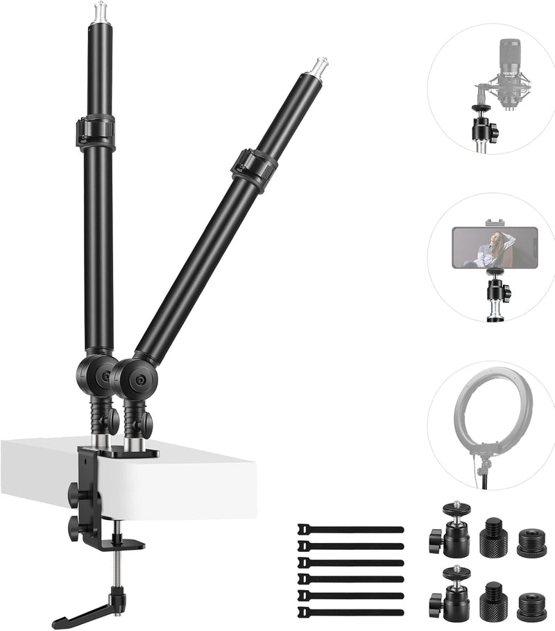 NEEWER Upgraded C Klemme Tischhalterung für Dual Kamera Halterung Stand, 225°Neigung & 360°Drehung T