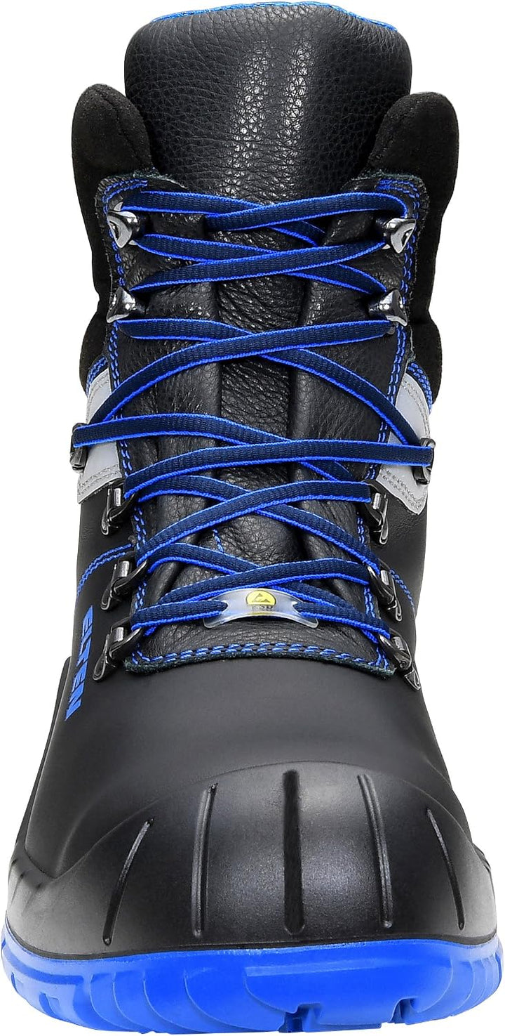 ELTEN Sicherheitsschuhe ALESSIO XW Mid ESD S3, Herren, Leder, Stahlkappe, leicht, robust, Schwarz/Bl