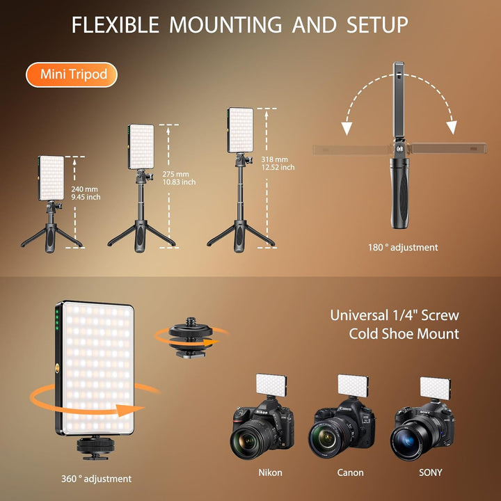 Selfie Licht Handy 120 LED, 2500-9000K Dimmbare Lichmodi Handylicht, 3000mAh Kamera Licht mit Stativ