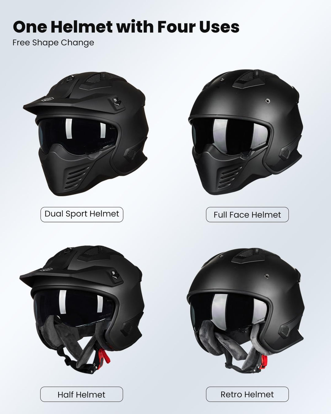 ILM Helm Motorrad Integralhelm Motocross Herren Damen Vintage Retro mit Visier ECE Model 726X S Schw