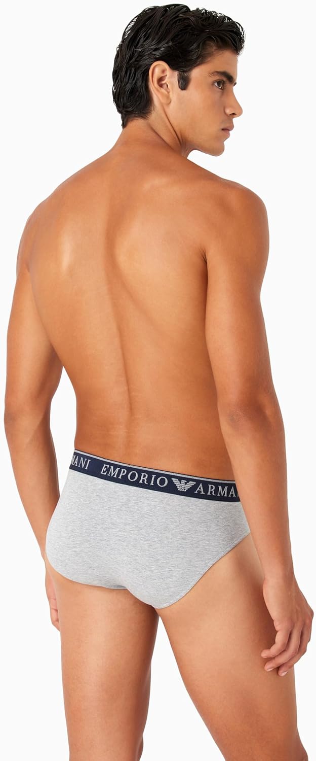 Emporio Armani Herren Emporio Armani Underwear 2-Pack Brief Endurance Briefs S Grey Mel/Marine, S Gr