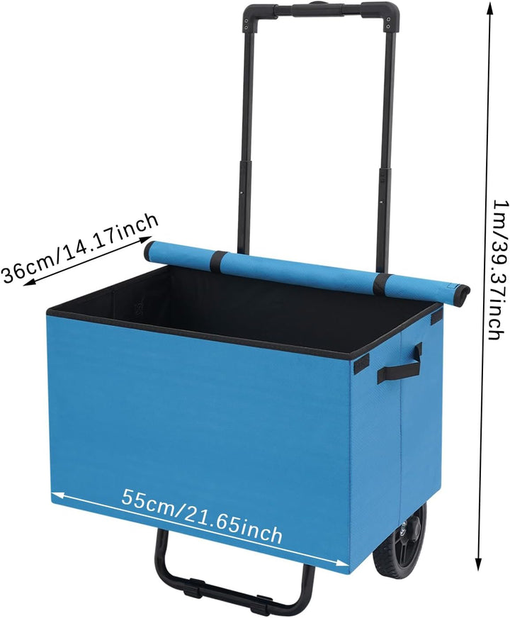 Einkaufstrolley klappbar, Faltbarer Rollwagen mit Rollen, grosser Einkaufstrolley 64 L, tragbare Fal